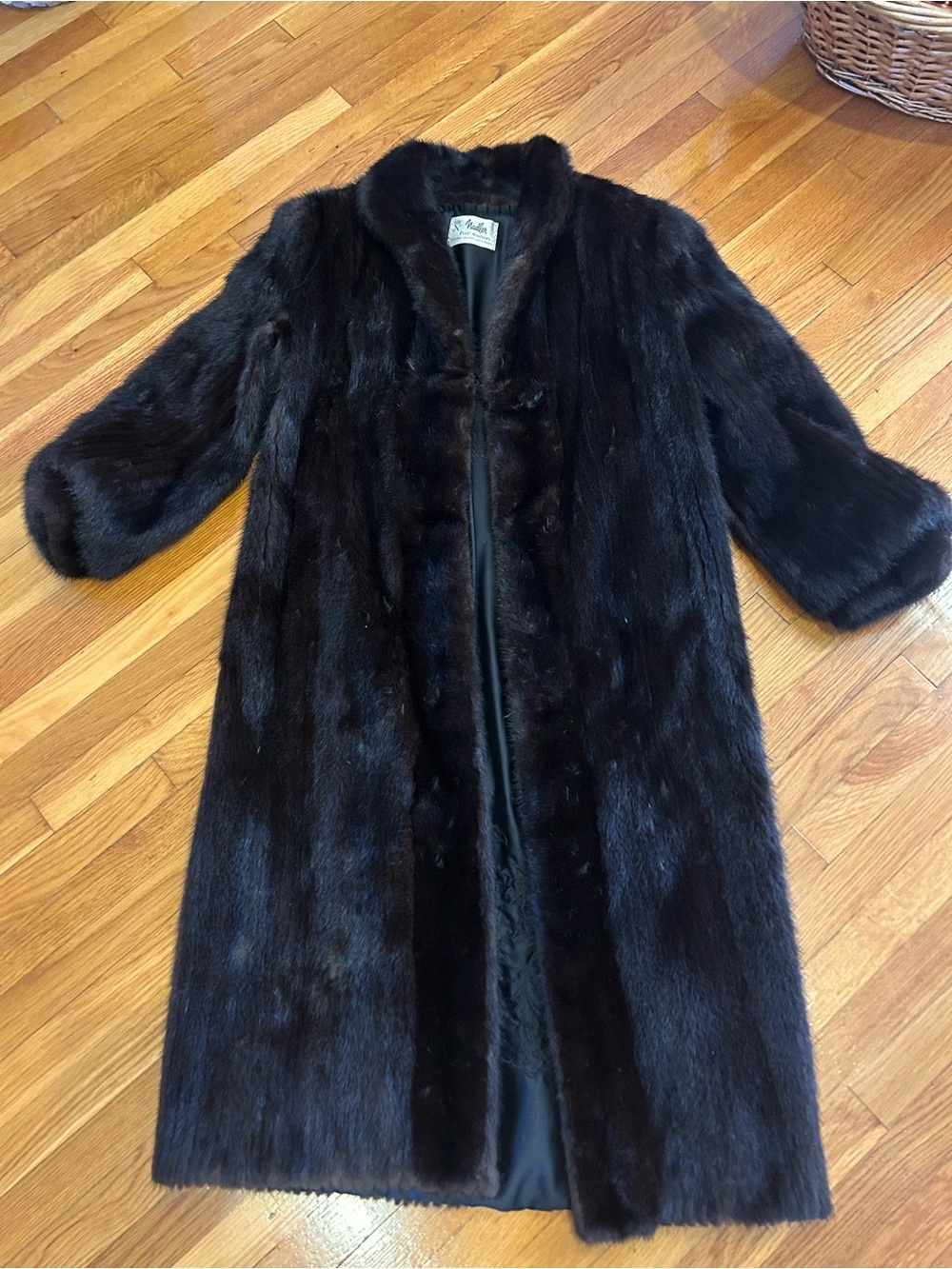 Vintage 60s Mahogany Mink Coat Full Length Interior Belt Medium Mob Wife